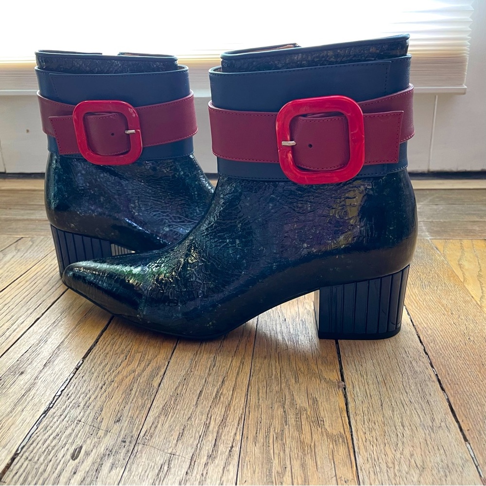 John Fluevog Navy Booties